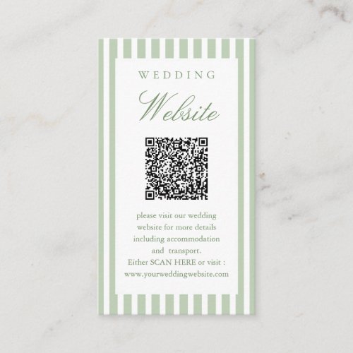 Sage Green Scan Me QR Code Wedding Website  Enclosure Card