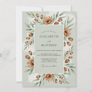 Sage Green Scenic Autumnal Wedding Invitation