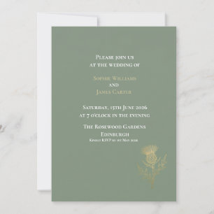 Sage Green Scottish Thistle Wedding Invitation E