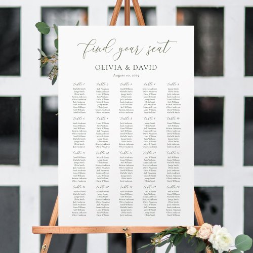 Sage Green Script 20 table Seating Chart