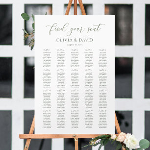 Sage Green Script 20 table Seating Chart Foam Board