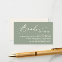 Sage Green Script Books for Baby Enclosure Card