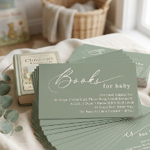 Sage Green Script Books for Baby Enclosure Card