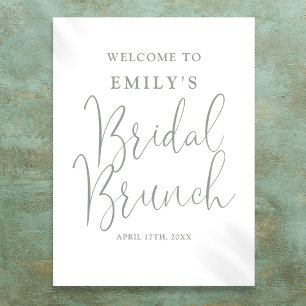 Sage Green Script Bridal Brunch Welcome Sign