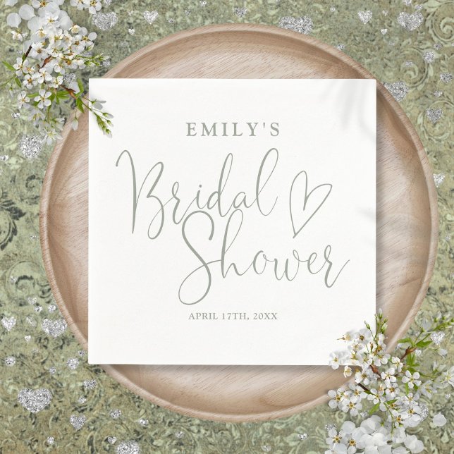 Sage Green Script Calligraphy Bridal Shower Napkins (Sage Green Script Calligraphy Bridal Shower Napkins)