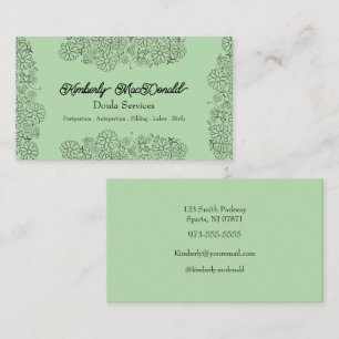 Sage Green script doula services Business Card
