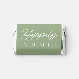 Sage Green Script Happily Ever After Wedding  Hershey's Miniatures