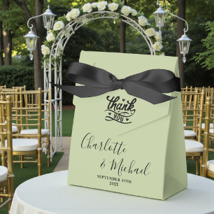 Sage Green Script Minimalist Wedding Favor Boxes