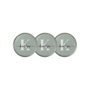 Sage Green Script Monogram Golf Ball Marker