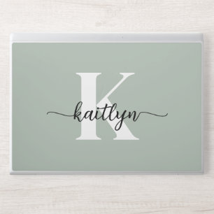 Sage Green Script Monogram HP Laptop Skin