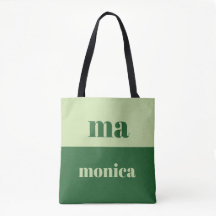 Sage green script monogram initial Tote