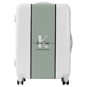 Sage Green Script Monogram Luggage