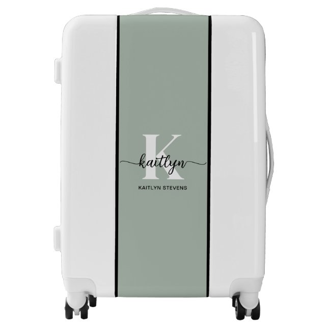 Sage Green Script Monogram Luggage (Front)