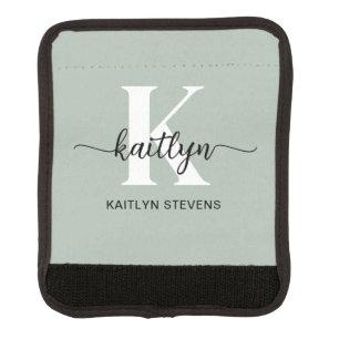 Sage Green Script Monogram Luggage Handle Wrap