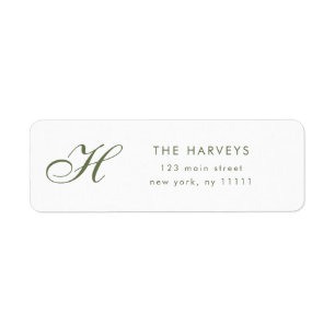Sage Green Script Monogram Return Address Label