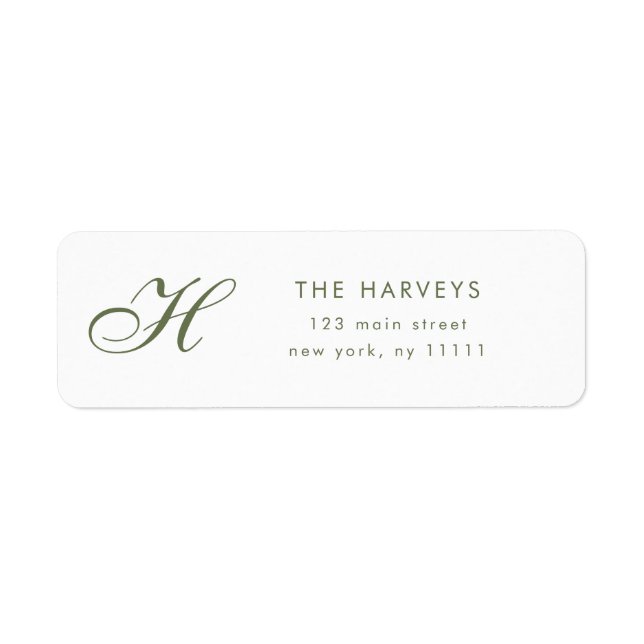 Sage Green Script Monogram Return Address Label (Front)