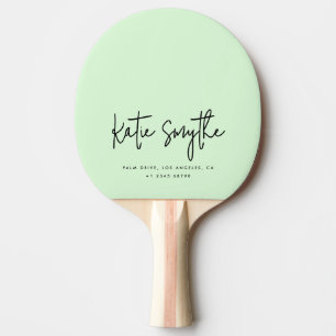 Sage Green Script Name Ping Pong Paddle