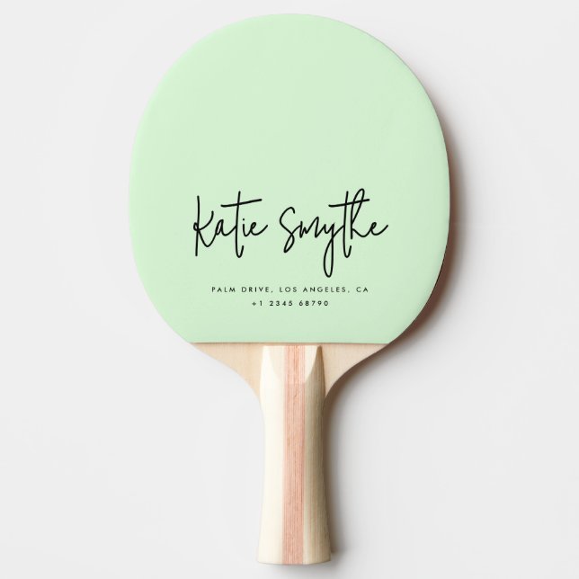 Sage Green Script Name  Ping Pong Paddle (Front)