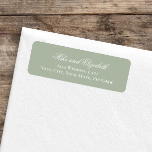 Sage Green Script Names Wedding Address Label
