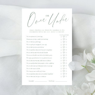 Sage green script Over or Under bridal shower game