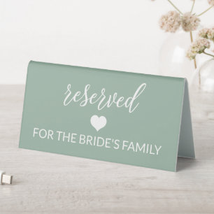 Sage Green Script Wedding Reserved Table Tent