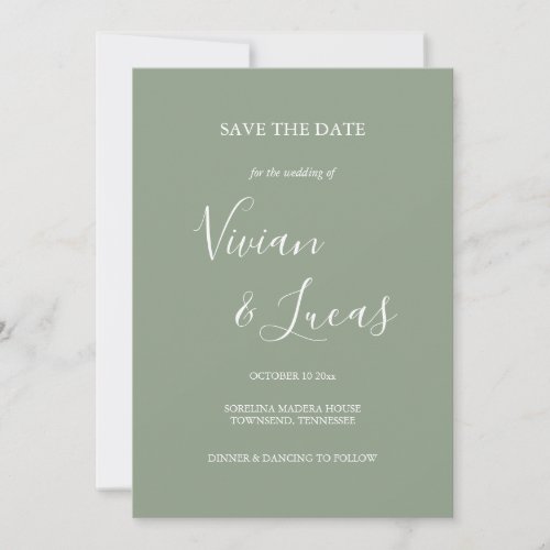 Sage Green Script Wedding Save the Date