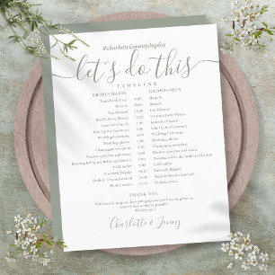 Sage Green Script Wedding Schedule Timeline