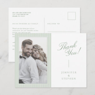 Sage Green Script Wedding Thank You Postcard