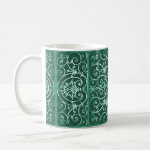 Sage green scrollwork pattern coffee mug