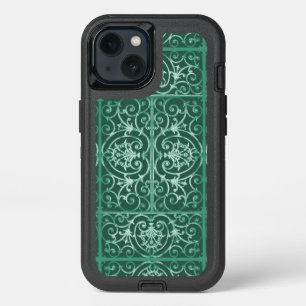 Sage green scrollwork pattern OtterBox iPhone case