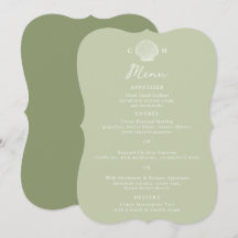 Sage Green Seashell Bracket Die-Cut Wedding Menu