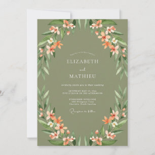 Sage Green Seraphic Blossom Wedding Invitation