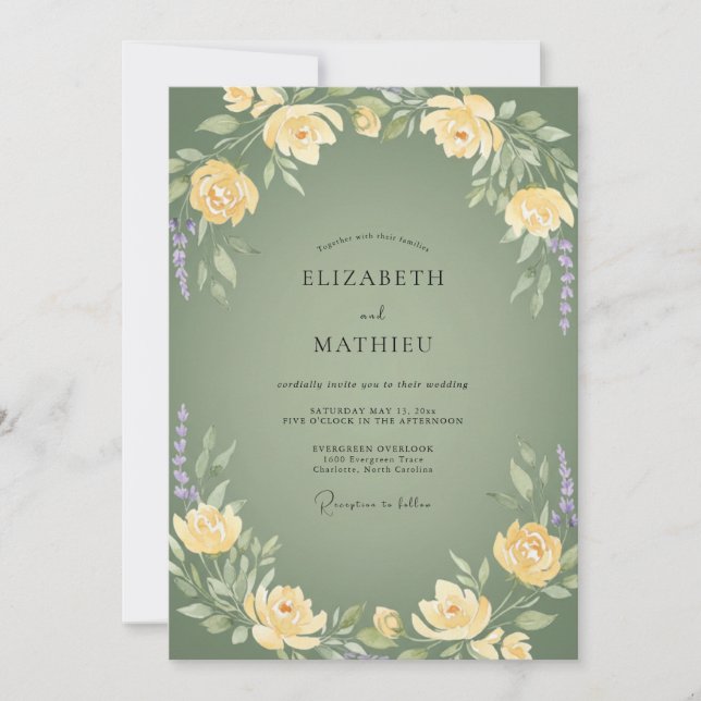 Sage Green Serene Country Wedding Invitation (Front)