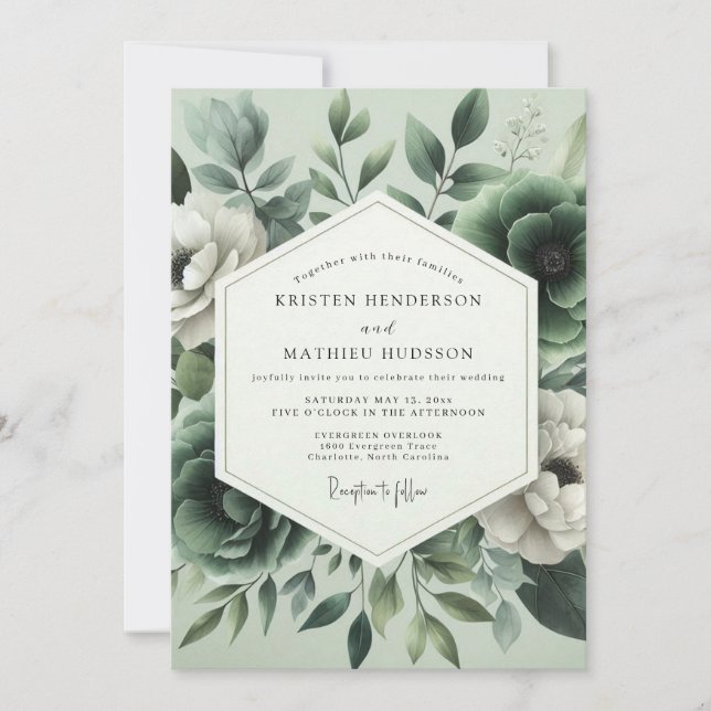 Sage Green Serene Forest Wedding Invitation (Front)