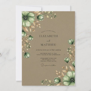 Sage Green Serene Harvest Wedding Invitation