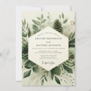 Sage Green Serene Succulent Wedding Invitation