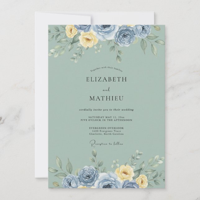 Sage Green Serene Vintage Wedding Invitation (Front)