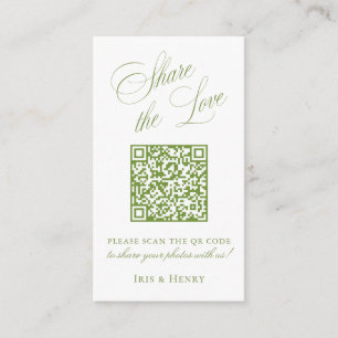 Sage Green Share the Love QR Code Sign Enclosure Card