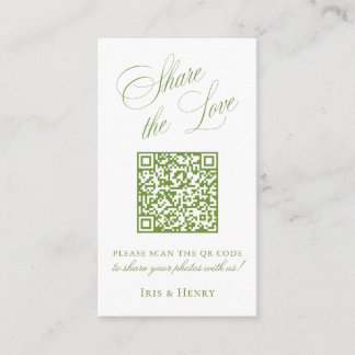 Sage Green Share the Love QR Code Sign Enclosure Card