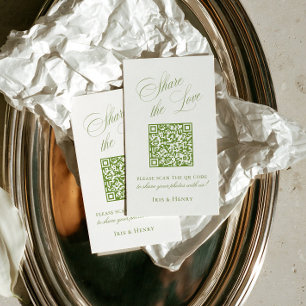 Sage Green Share the Love QR Code Sign Enclosure Card