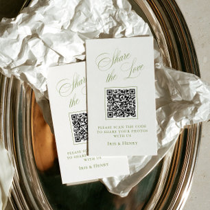 Sage Green Share the Love QR Code Sign Enclosure Card
