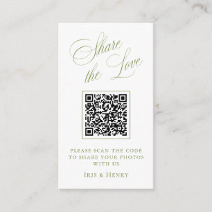 Sage Green Share the Love QR Code Sign Enclosure Card