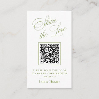 Sage Green Share the Love QR Code Sign Enclosure Card