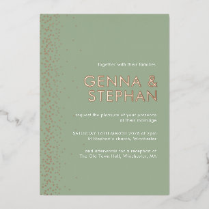 Sage Green Shimmer wedding invitation card