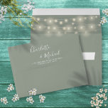 Sage Green Signature Script String Lights Wedding Envelope<br><div class="desc">Featuring signature script names and pretty string lights inside,  this chic return address envelope can be personalized with your names and address details in elegant white typography on a sage green background.  Designed by Thisisnotme©</div>