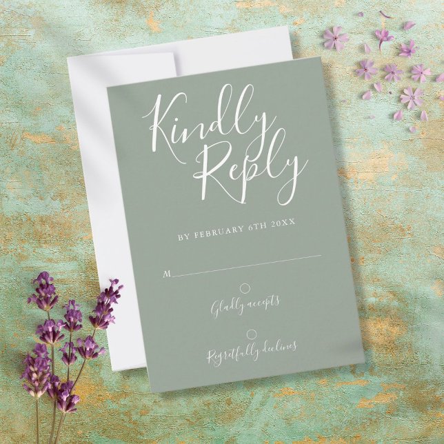 Sage Green Signature Simple Modern RSVP (Creator Uploaded)