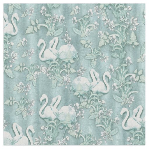Sage Green Silk drapes & Flamingos flowers Fabric