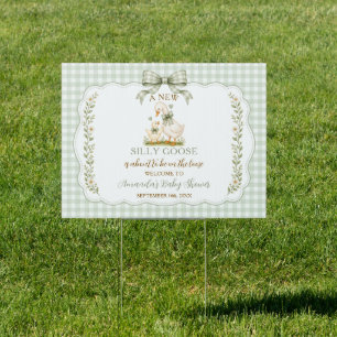 Sage Green Silly Goose Baby Shower Neutral Welcome Sign