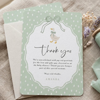Sage Green Silly Goose Coquette Thanks Baby Shower Invitation