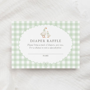 Sage Green Silly Goose Diaper Raffle Ticket Enclosure Card